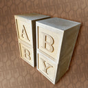 Three beige blocks with letters 'A', 'B', and 'Y' on a patterned background