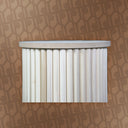 Decorative wall shelf against a patterned brown background