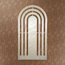 Decorative arch with marble-like texture on a patterned background