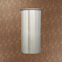 Cylindrical filter on a patterned brown background
