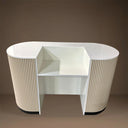Beige Curved Ripple Reception Desk with shelves