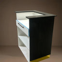 Black L-Shaped Reception Desk